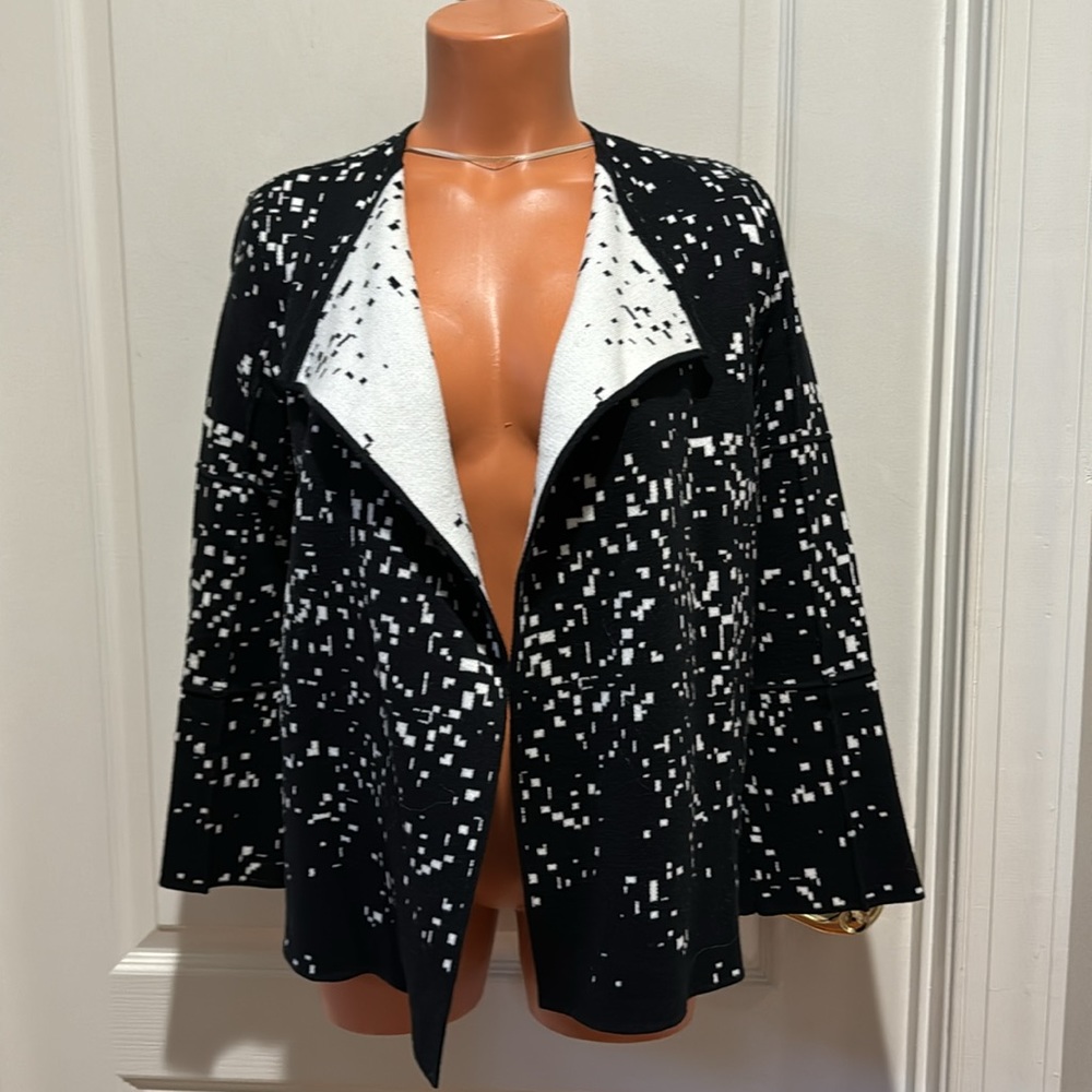 ALFANI Confetti Contrast Open Drape Sweater Cardigan Petite Small PS SP $80 EUC - Picture 4 of 11